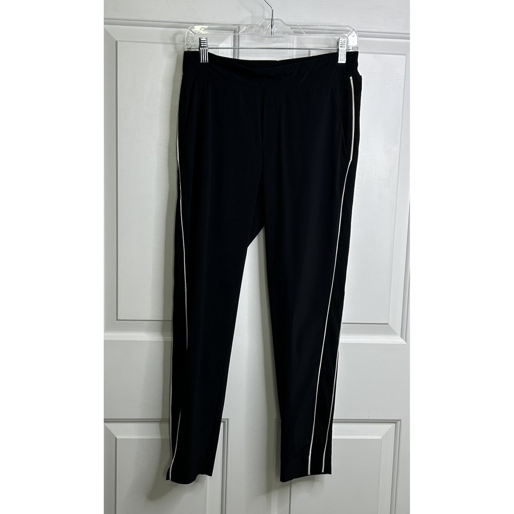 ATHLETA Black Brooklyn Luxe Ankle Pants Nylon Womens 2 Activewear Lounge Stripe